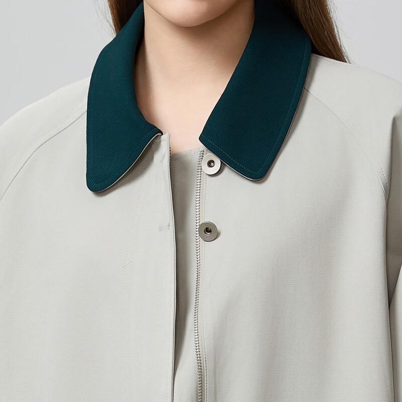 Women's Color-Blocked Mid-Length Long-Sleeve Trench Coat