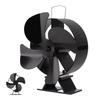 Heat Powered Stove Fan Aluminum Alloy 4 Blades Strong Wind Fireplace Fan for Home