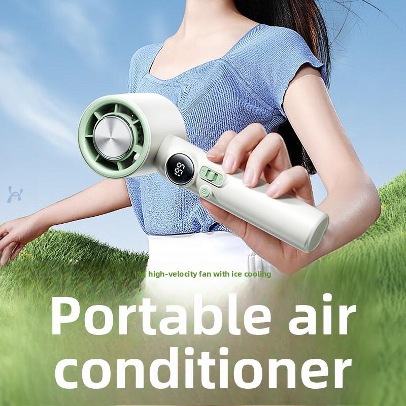 Handheld Ice Cooling Fan With Type C Rechargeable And Adjustable Speed For Outdoor Use