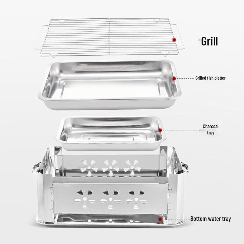 Shangkoujia Edelstahl Holzkohle Grillfischofen