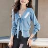 Spring and Summer Bow-knitted Cardigan Women's Coat Top