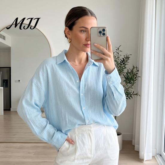 Solid Color Blouses Women Casual Button Front Shirt, Long Sleeve Turndown Collar Blouse, Work Shirts Drop Shoulder Fall Top for Daily Wear