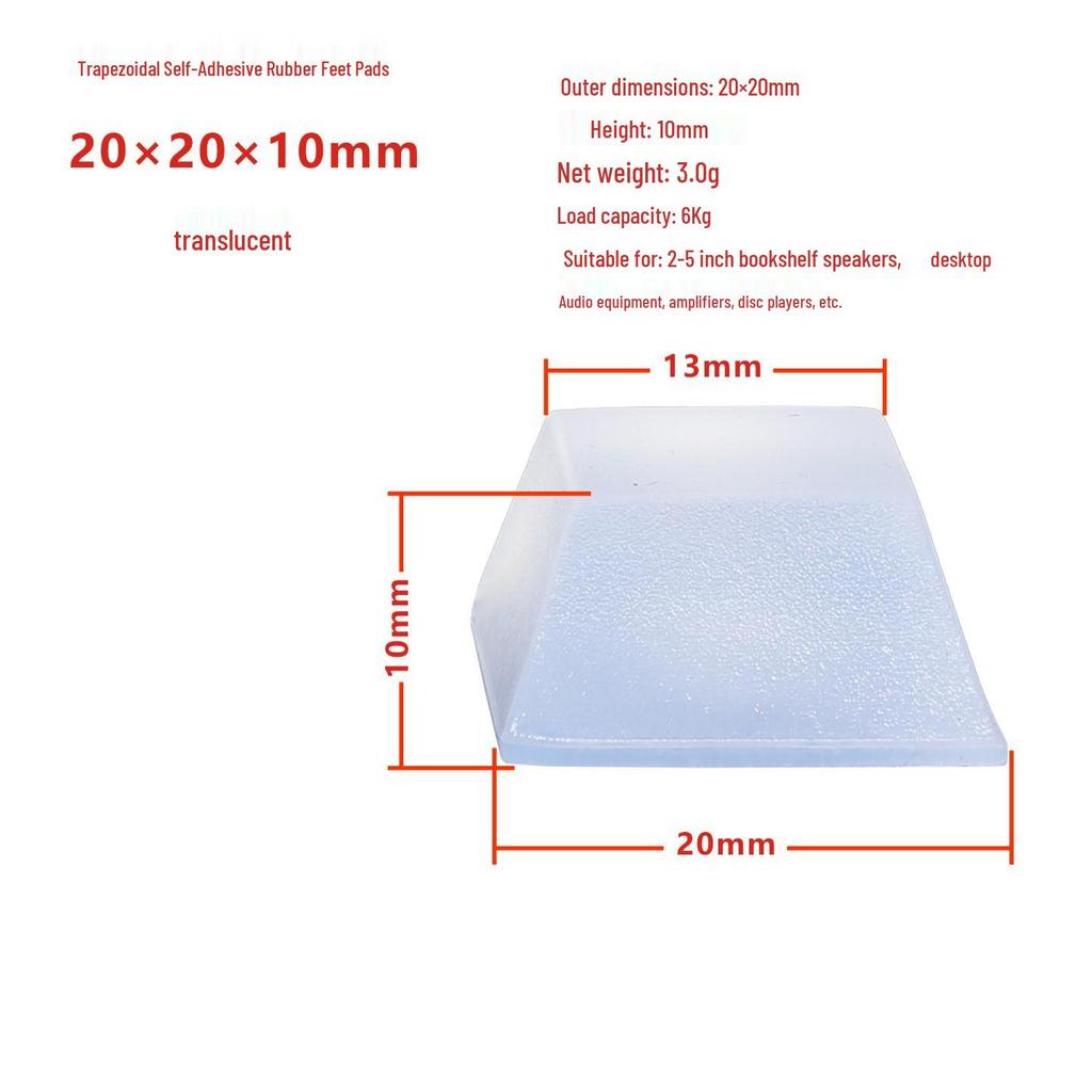 Silicone Vibration Damping Speaker Foot Pads - Anti-slip, Shock Absorbing, Self-Adhesive, Trapezoidal Design for Amplifiers