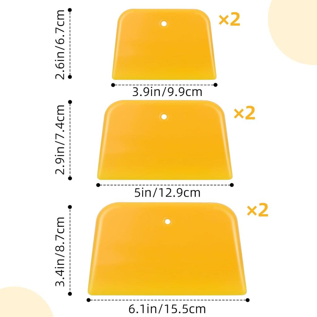 6-Pack Body Filler Spreaders,4/5/6 Inch Plastic Spreader Tool,Reble Auto Body Repair Kit for Automotive Body Fillers Putties Glazes & Caulks