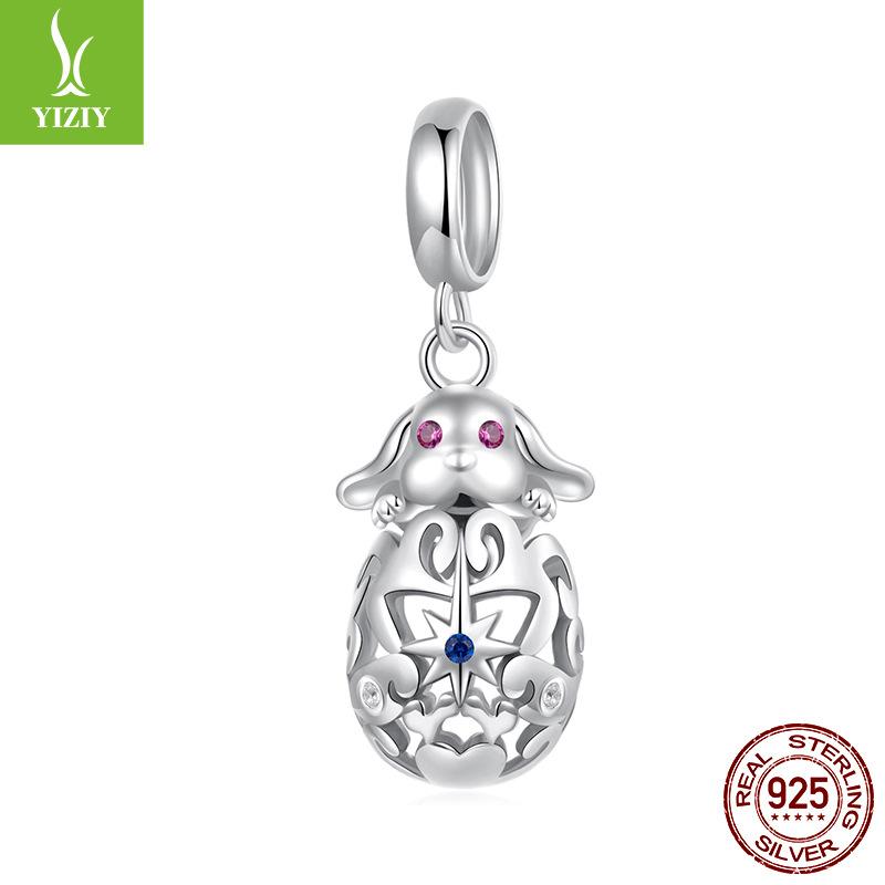 Easter Bunny Egg Series Diy Bracelet Beaded Children'S Fun 925 Silver Bead Accessories