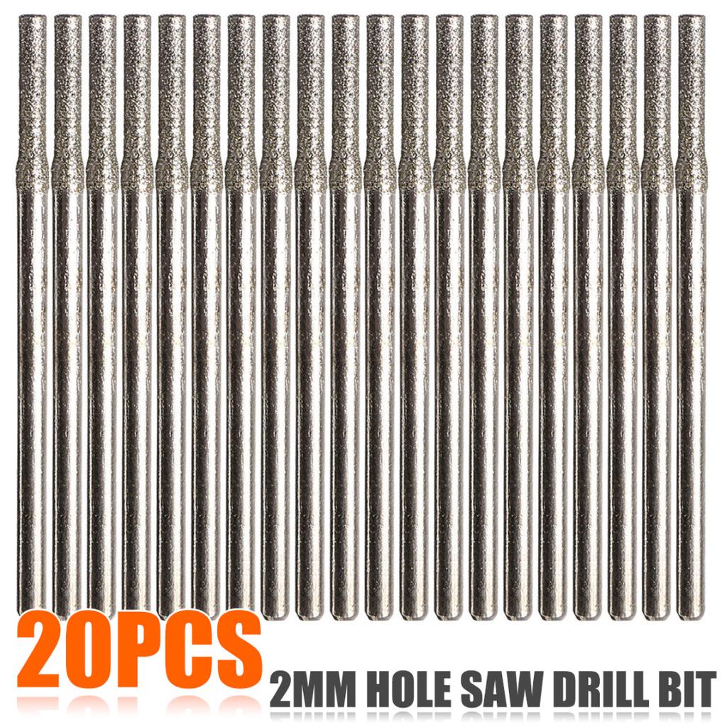 20Pcs 2mm Diamond Coated Hole Saw Solid Drill Bit For Glass Tile Ceramic Marble