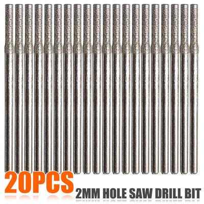 20 szt. 2 mm Wiertło diamentowe otwornicze Wiertło pełne Do szkła Płytki Ceramiczne Marmur