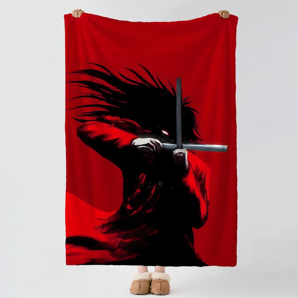 Anime H-Hellsing-g Throw Thick Comfort Flannel Quilt, Multi-scene Use Indoor Outdoor Daily Nap