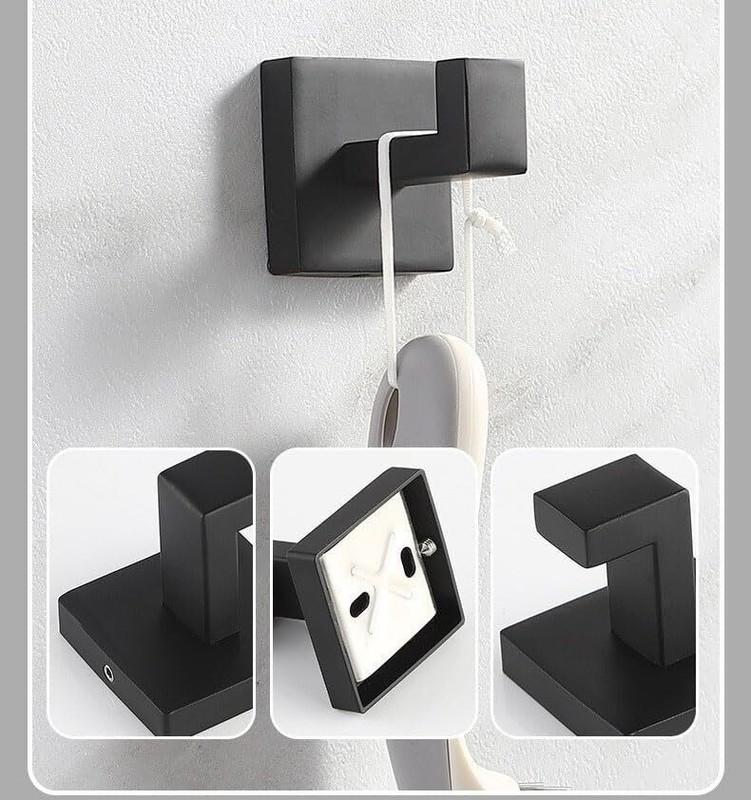 Bathroom Towel Bar Set Black 5-Pieces Bathroom Hardware Set 304 Stainless Steel