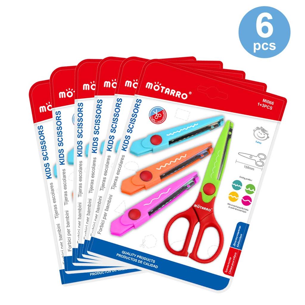 Motarro 1/6pcs 4 Style/set Minimalistic Lace Scissors Wavy Pattern Small Round Head Children Special Student Art Tool Stationery