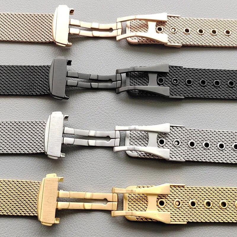 Juntan 20 mm 22 mm horlogeband rubber voor mannen en vrouwen, smartwatch horlogebandjes fluorrubber siliconen rubber armband met klassieke vouwsluiting, 20 mm, Rubber, Geen edelsteen