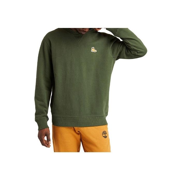 Timberland Martin Boots Embroidered Pullover Round Neck Sweatshirt Men sweatshirt Green A2DB6-U31