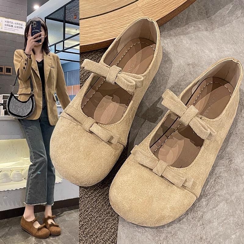

Fashion Women s Shoe 2025 New Spring Fashion Vintage Bow-knot Mary Jane Shoes Comfortable Soft Sole Elastic Band Women s Ballet Flats 38 абрикосовий