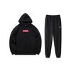 Li Ning Logo Embroidered Fleece Thick Warm Sweatshirt Set Unisex Sweatshirt Black YWDT333-2+AKLT809-1