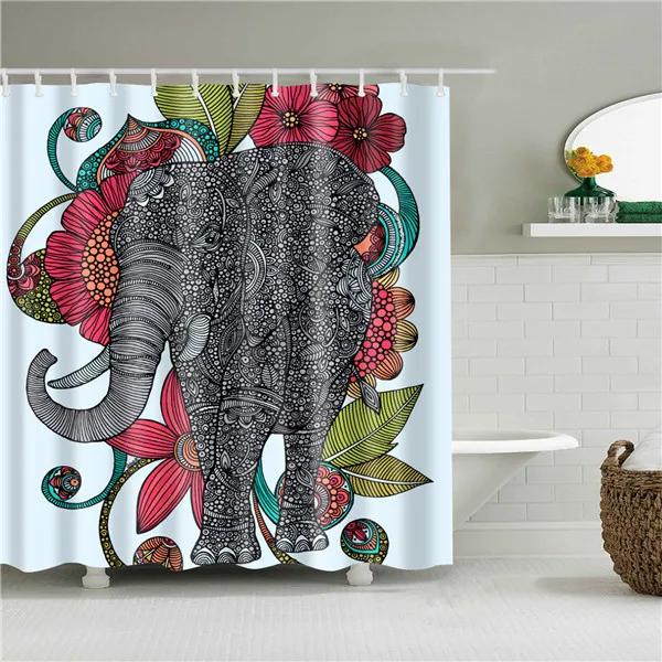 Animals Elephant Shark Killer Whale Octopus Deer Horse Lion Shower Curtains Bathroom Waterproof Polyester Curtain Bath