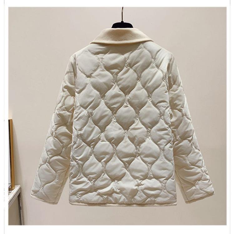 Stylish Short Cotton-Padded Jacket for Students with College Style and Slimming Effect
