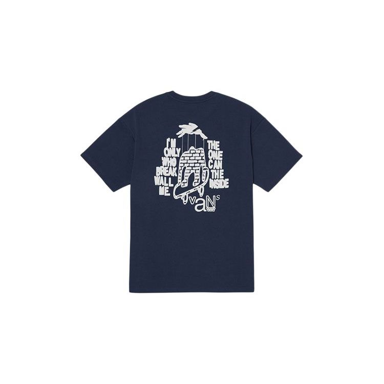 Vans X Asian Artist Collection SS24 Brand Logo Casual Round Neck Short Sleeve Nautical T-Shirt Unisex T-Shirts Deep-Blue VN000HA8LKZ1