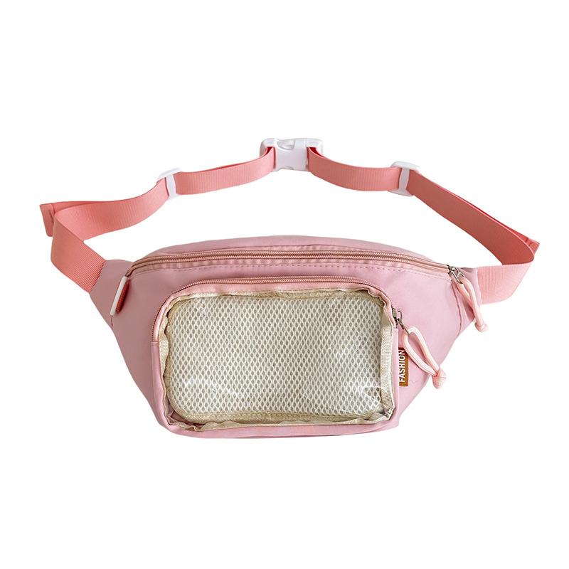

Маленькая свежая сумка для малыша, двухмерная, высокоценная нагрудная сумка, студенческая поясная сумка, повседневная модная сумка-мессенджер. One size розовый