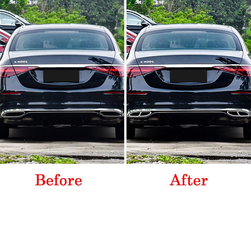 Black / Silver Rear Dual Exhaust Pipe Sticks Covers For Mercedes Benz S class W221 W222 C217 A217 S400L S450L S500L