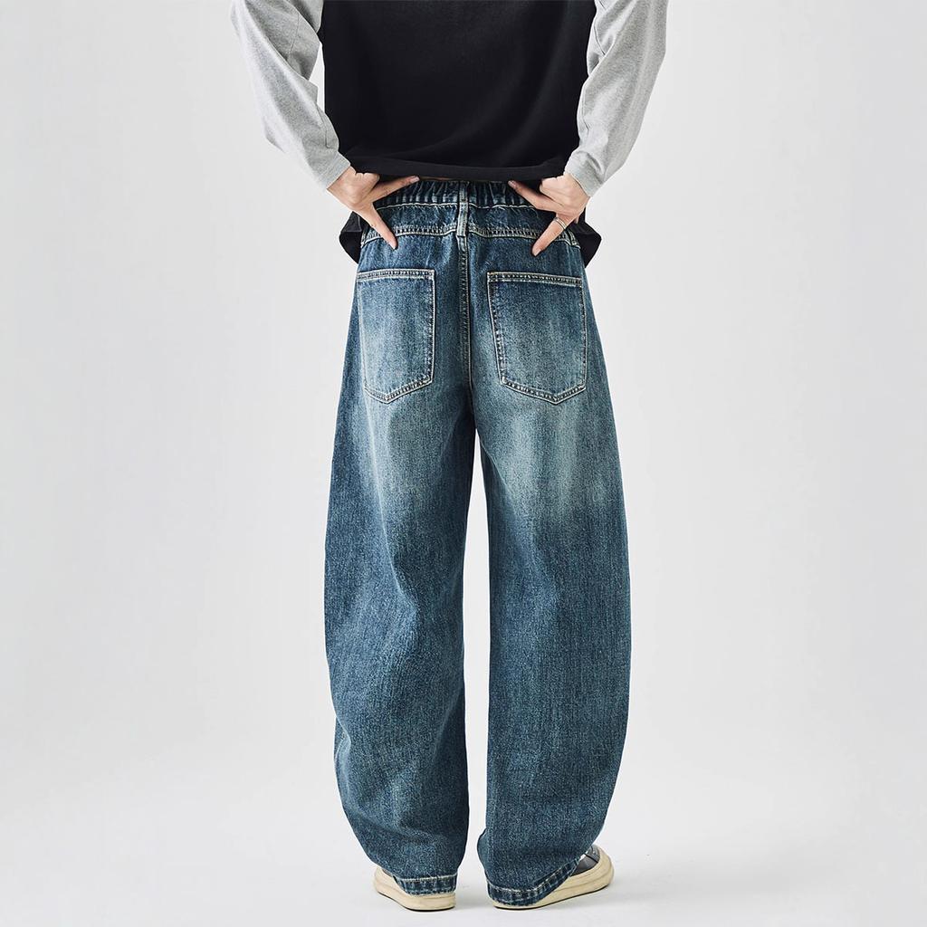 Scimitar Pants American Retro Loose Drape Straight Jeans Trendy Brand Men's High Street Washed Casual Wide-leg Banana Pants