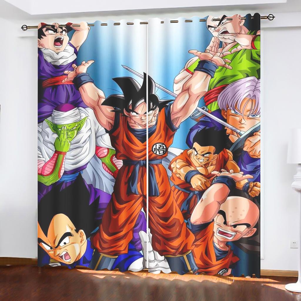 Dragon Ball Anime Curtains for Living Room Bedroom Blackout Drapes 1pc Home Decor Perforated Dustproof