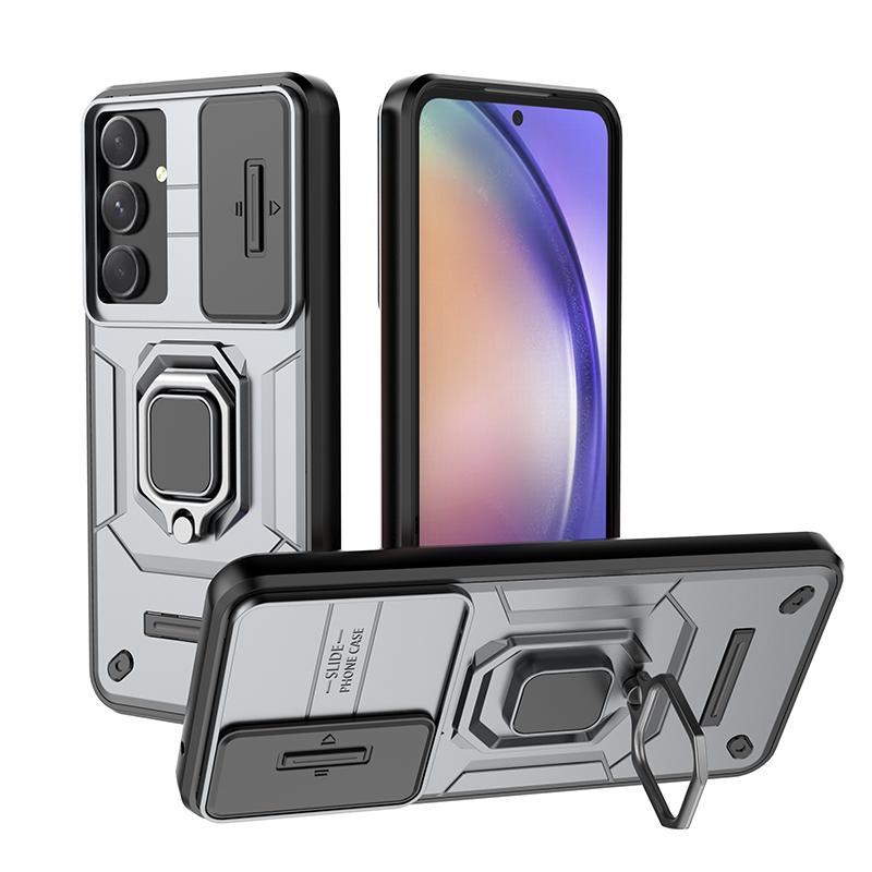Slide Camera Lens Protector Armor Case For Samsung Galaxy A55 5G Military Grade Bumpers Ring Cover