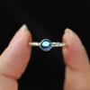 Retro Genuine S925 Sterling Silver Round Moonstone Twist Cross Geometric Open Jewelry Ring for Women