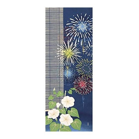 Hamamonyo Tenugui Towel: Evening Primrose and Summer Fireworks
