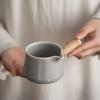 Side Handle Fair Cup Japanese Style Ice Gray Smoky Gray Glaze Fair Mug Porcelain Tea Seafood Tea Ware Fair Cup Tea Infuser