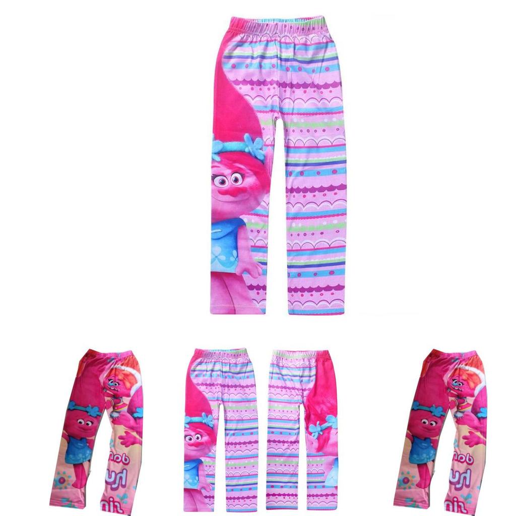 Trolls Girls Cartoon Print Long Pants With Polyester Fabric For Daily Playwear