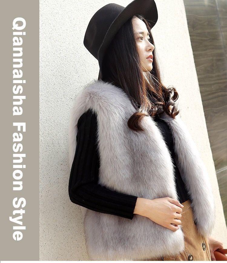 Plus Size Women's Faux Fur Leather Vest - Warm, Slimming, Sleeveless Jacket