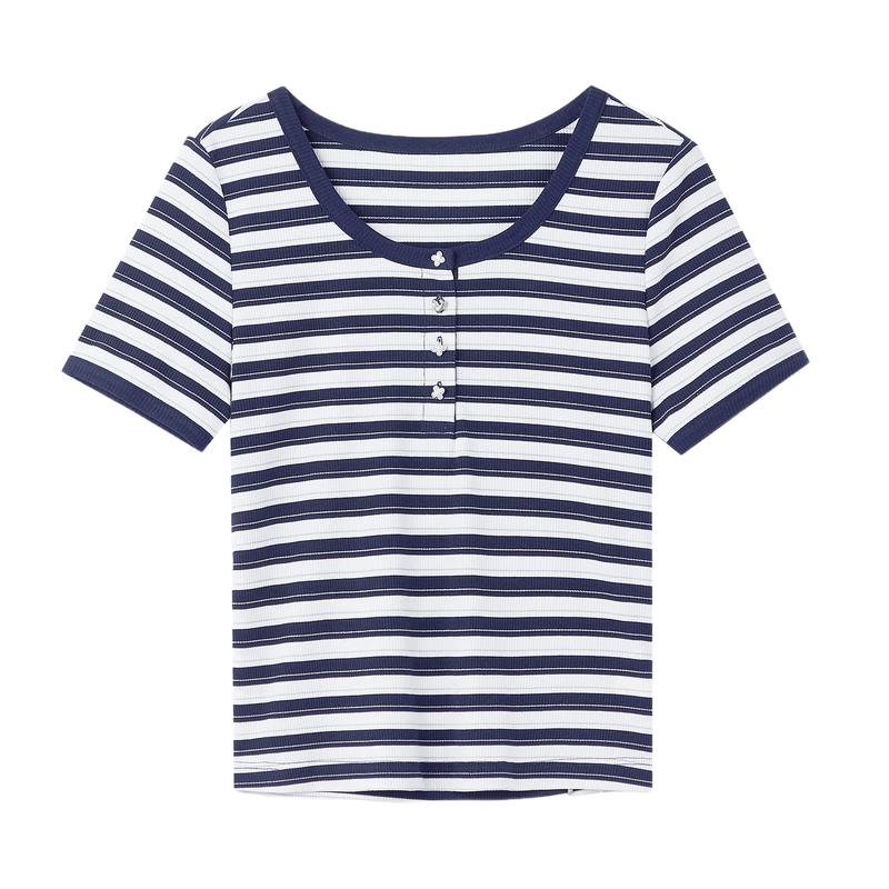 Women s Contrast Stripe Knit T-Shirt S