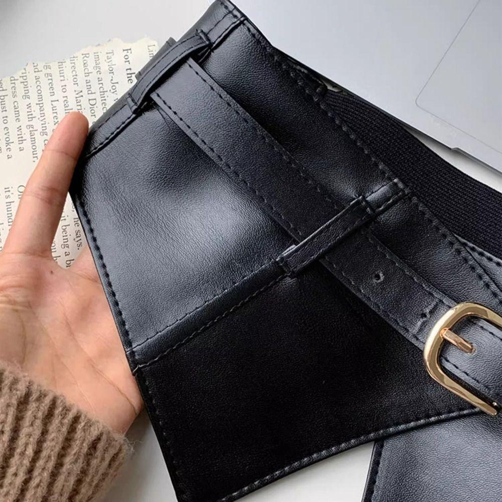 Adjustable Elastic Cummerbunds PU Leather Waist Corset Elegant Wide Belt Dress
