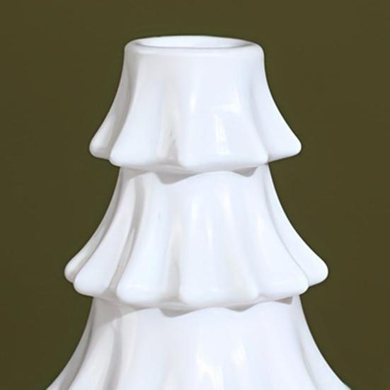 Christmas Tree Candlestick Glass Pillar Candle Holder Vintage Ribbed Taper Candle Holder for Festive Dining Table Decoration