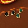 Salircon 2026 Vintage Big Triangle Resin Stainless Steel Stud Earrings Lady Classic 18K Gold Plated Piercing Earring Jewelry