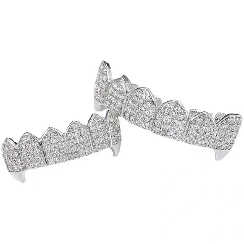 

Gold-Plated Micro-inlaid Zircon Hip Hop Grillz - Gold & Silver Teeth Jewelry золотой