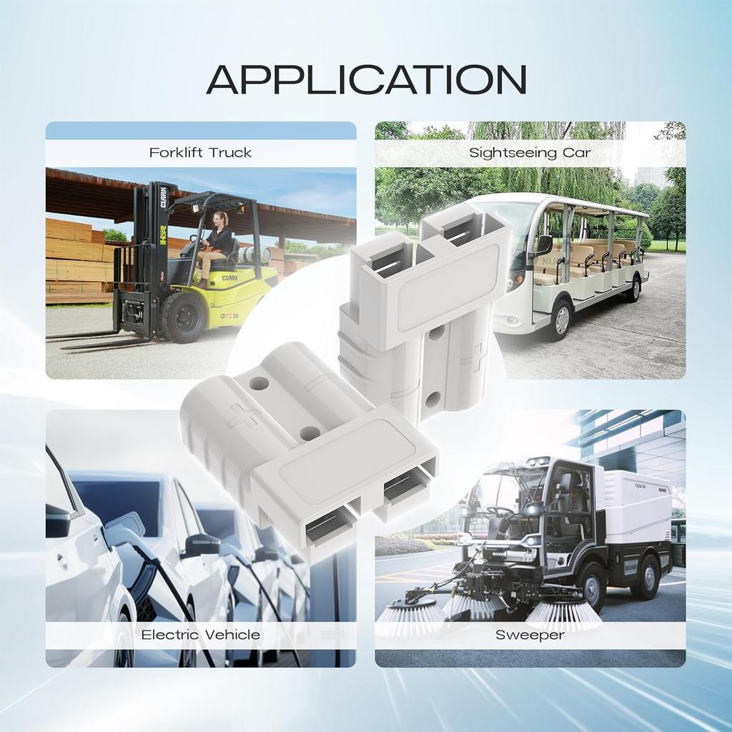 Anderson Connector 50A-600V With 6-12 Gauge, Gray 10PCS Battery Quick Connect/Disconnect Battery Quick Connector Wire Harness Plug Kit For Winch,