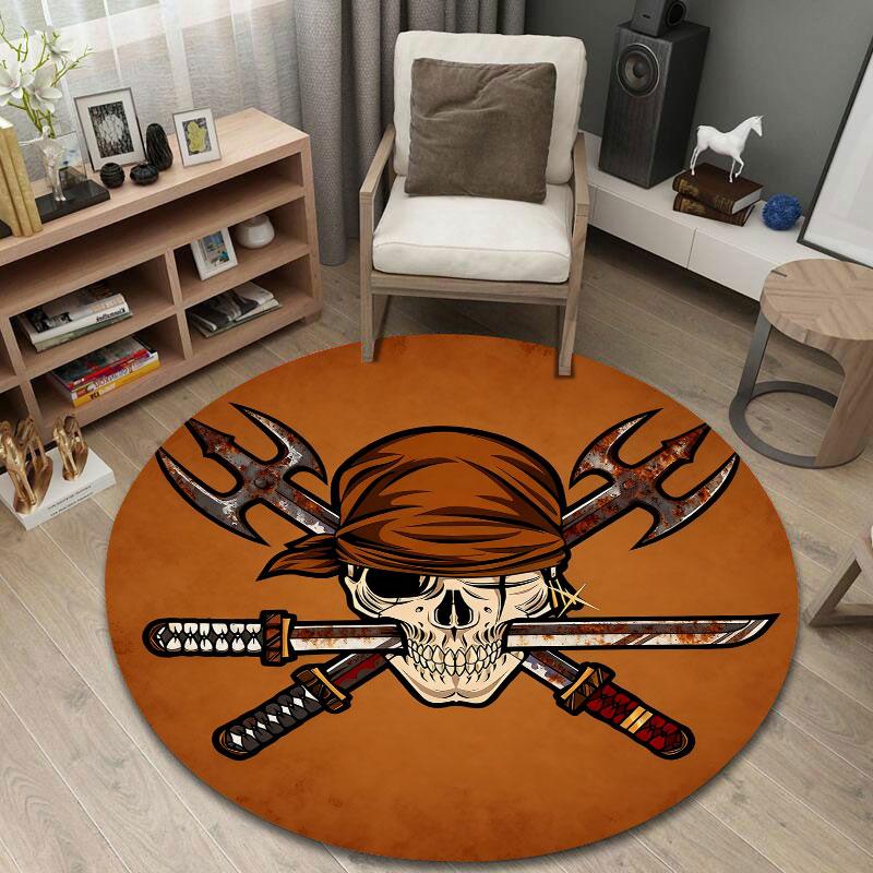 Glam Round Pop Art Multicolor Accent Rug, Non-Slip Floor Mat for Bathroom