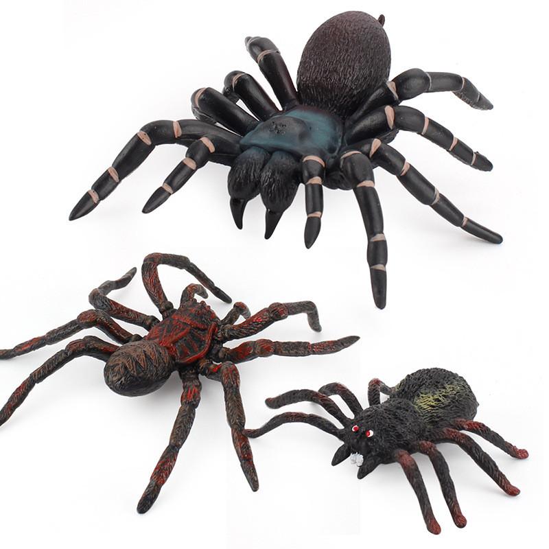 Simulation Animals Insect Solid Model Tarantula Black Spider Halloween Tricky Prank Scary Funny Action Figures Educational Toys