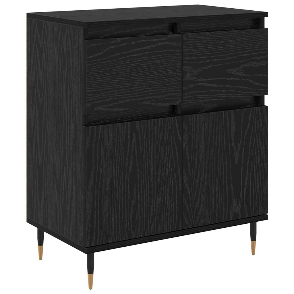 Sideboard with Drawers Black Oak Effect 60 x 35 x 70 cm