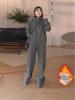 2025 Women's Plus Velvet Warm Hooded Sweatshirt & Long Pants Two-Piece Set: Casual Autumn/Winter Sportswear.