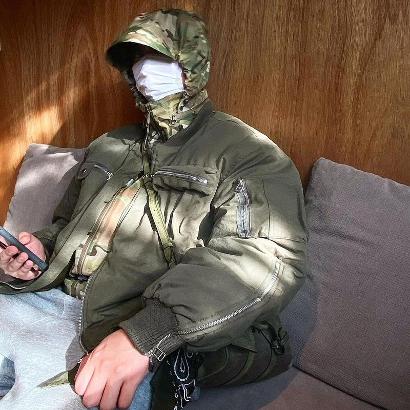 

Американский ретро армейский зеленый функциональный утепленный комбинезон-авиатор короткий