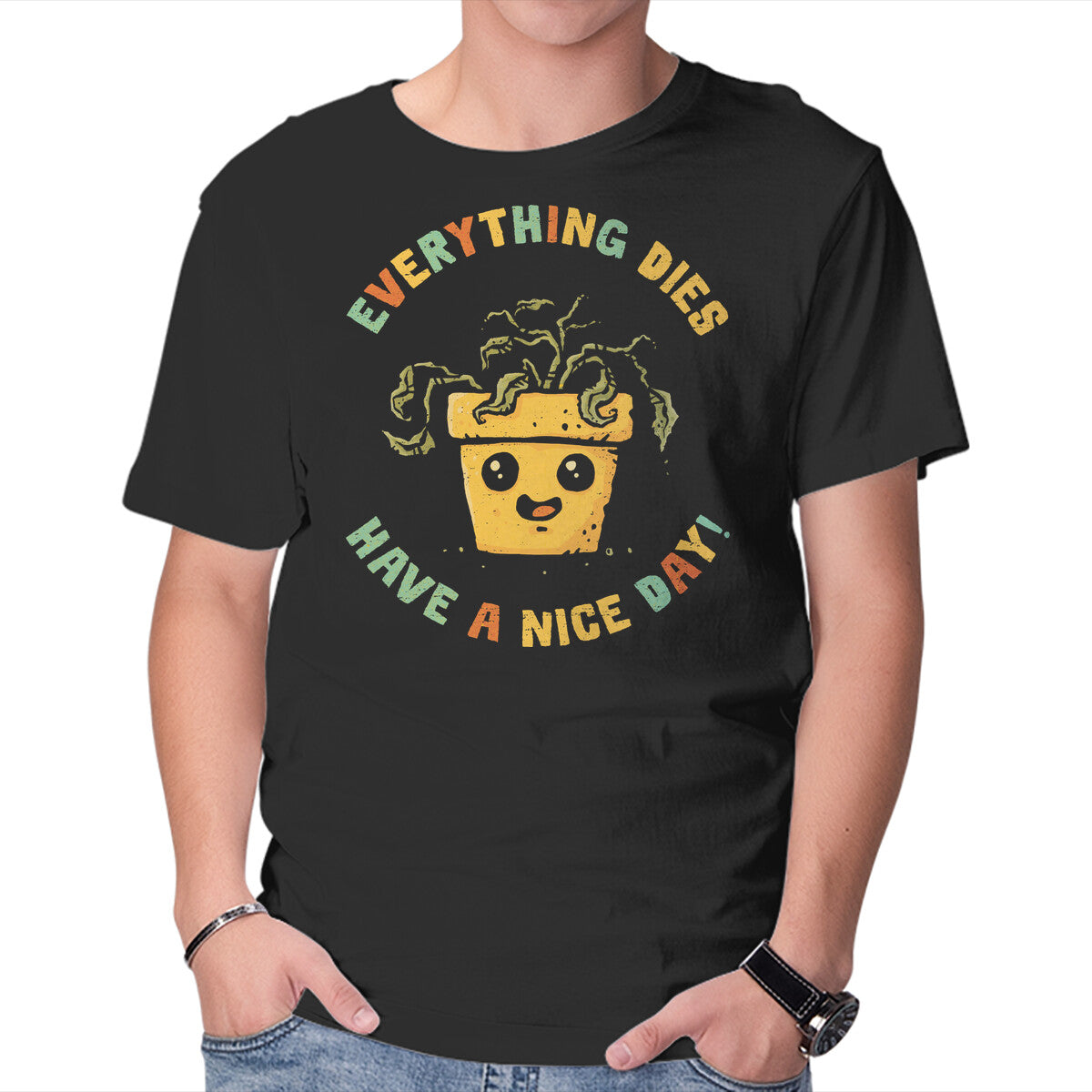Unisex Crew Neck T-Shirt Everything Dies Graphic Short Sleeve Casual Tee S