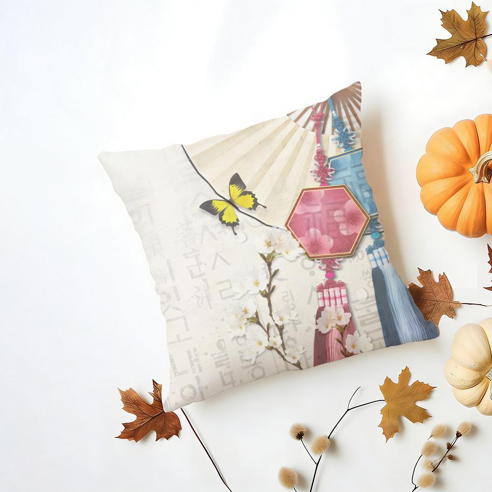 

IINS Korean Style Background Pattern Ins Style Cushion Cover Washable Linen Pillowcase Soft for Daily Sofa Bed Home Room Decor 30x30cm