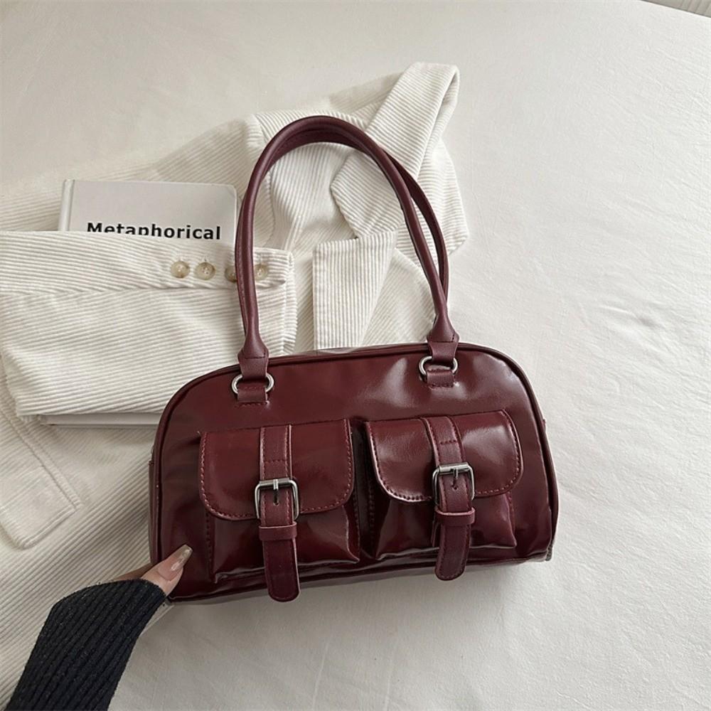 

New Large Capacity Shoulder Bag Pillow Shaped Pu Leather Handbag Tote Bag Women червоний