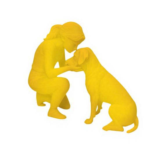 3D Printed Women Dog Pet Friendship Figurine Girls Decorative золотистый