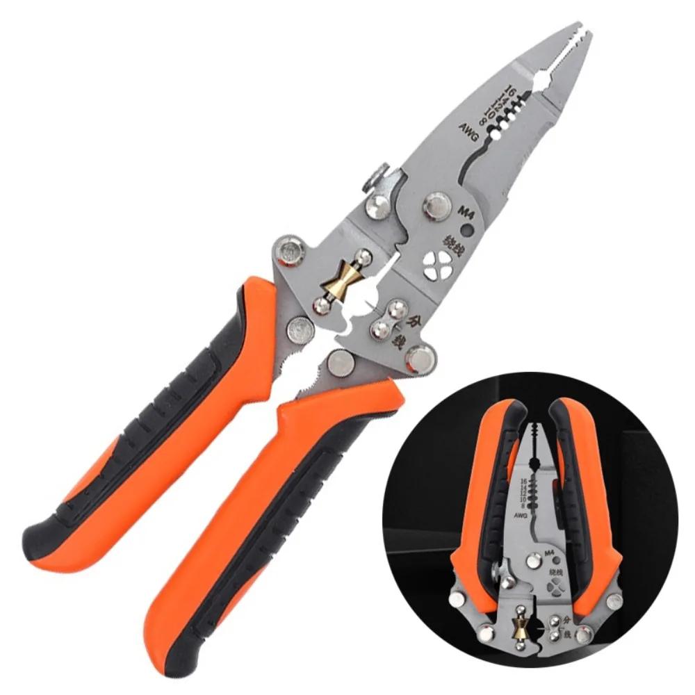 Alloy Steel Wire Stripping Pliers 12 in 1 Foldable Wire Stripping Tool Non-Slip Multifunctional Electrician Crimpe Pliers