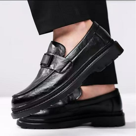 2025 Autumn Men's British Style Soft Sole Leather Shoes - Casual, High-End, Outdoor, Formal, Thick Sole