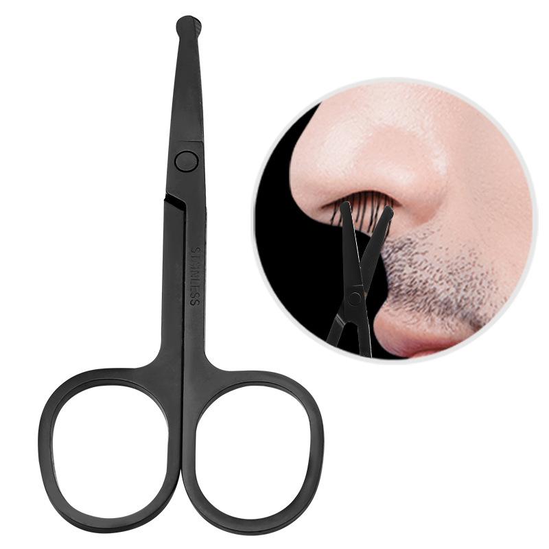 Round Tip Nose Hair Scissors Manual Facial Hair Trimmer Stainless Steel Eyebrow Grooming Scissors For Safety Small Scissors