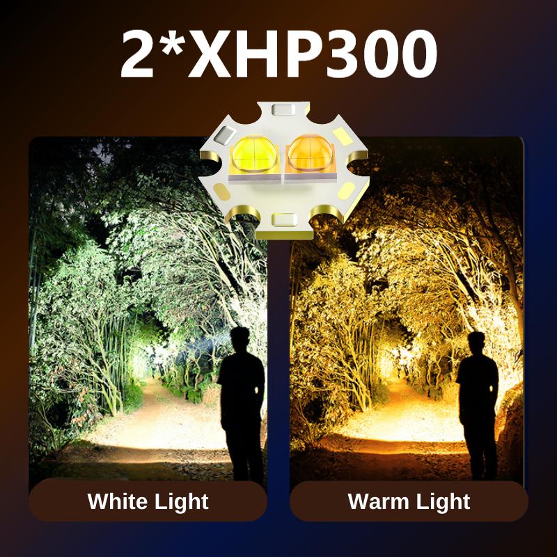 2*XHP300 Sensor Headlamp LED Rechargeable USB Head Flashlight High Power Head Torch Lantern Camping Fishing